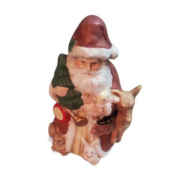 Vtg Hudson SANTA CLAUS CERAMIC FIGURINE MUSIC BOX Plays Here Comes Santa - Picture 3 of 7